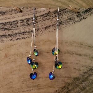 Iridescent Drop Heart Earrings
